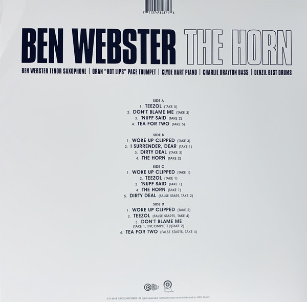 米2discs LP Ben Webster The Horn ORGM2108 ORG Music /00660 Ben Webster – The Horn (US Pressing) - Record Cellar Canada